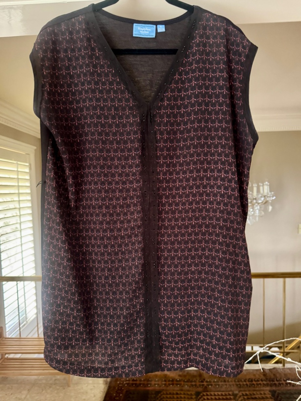 Simply Vera Vera Wang Brown and Pink Patterned Sleeveless Top